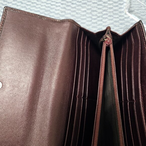 Gucci Guccissima Leather Maroon Brown Long Wallet with Gold Heart GG Design - Picture 5 of 7